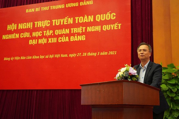 Đảng ủy Viện Hàn lâm Khoa học xã hội Việt Nam tham dự Hội nghị trực tuyến toàn quốc nghiên cứu, học tập Nghị quyết Đại hội XIII